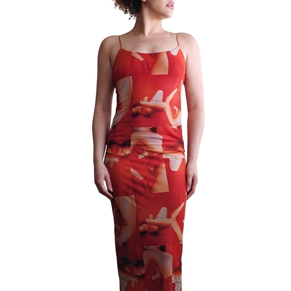 Tiger Mist Alternative Grunge Citrus Orange Maximalism Print Midi Dress